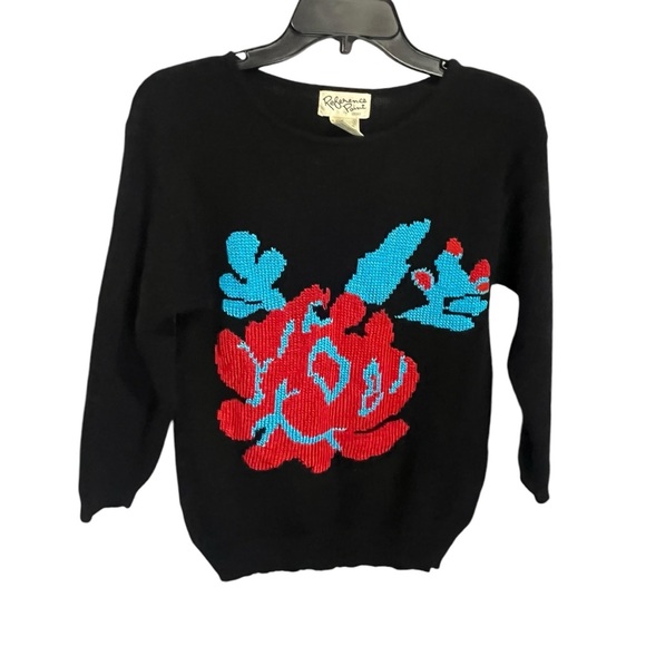 Vintage Lambswool and Angora Floral Sweater - Picture 6 of 6